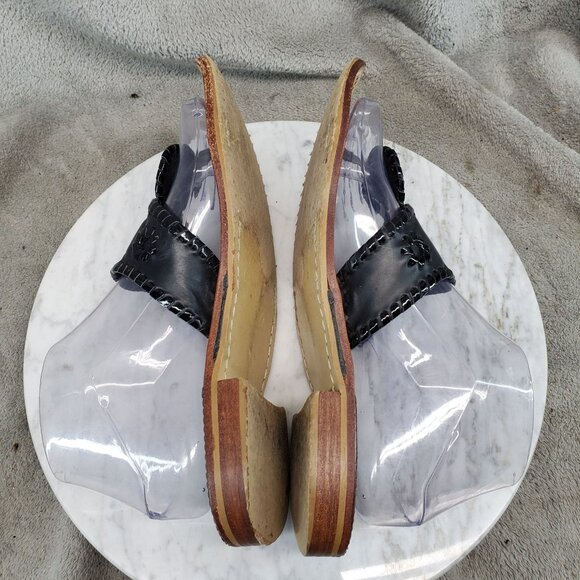 Jack Rogers Shoes Womens Size 8 Black Leather Palm Beach Thong Sandals - Picture 6 of 10